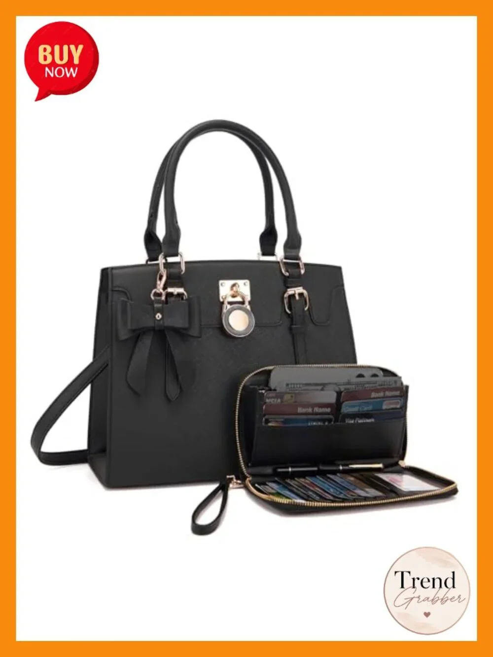 Women's Satchel Tote Handbag with Matching Wallet RFID Blocking Set